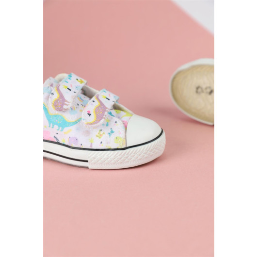Number 26-30 Girls White Dino Shoes