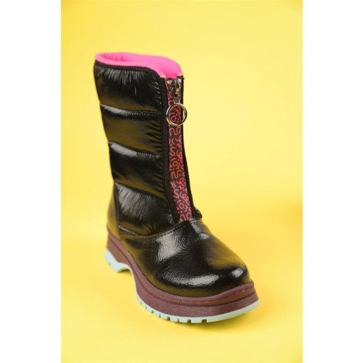 Size 26-35 Girl's Dudino Pikka Black Color Boots