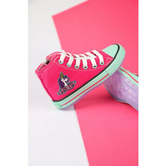 Size 26 - 35 Girls Pink Dustin Unicorn Converse Shoes