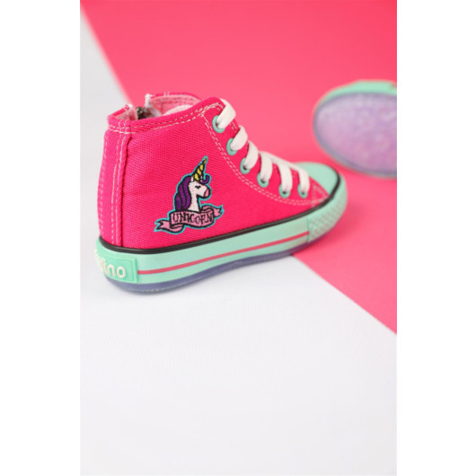 Size 26 - 35 Girls Pink Dustin Unicorn Converse Shoes