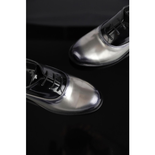 32 - 36 Size Boys' Lace-Up Platinum Shoes