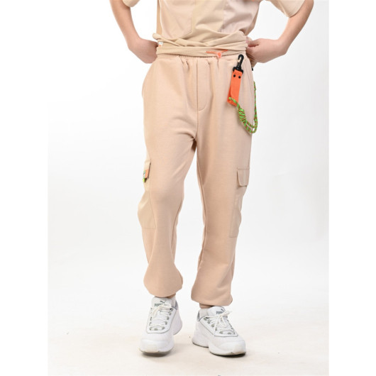 Accessory Detailed Boys Beige Trousers