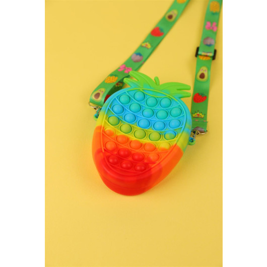 Girl Multicolored Strawberry Model Popit Silicone Wallet Bag