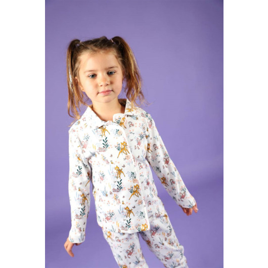 Girl's Disney Licensed Bambi Button Pajamas Set