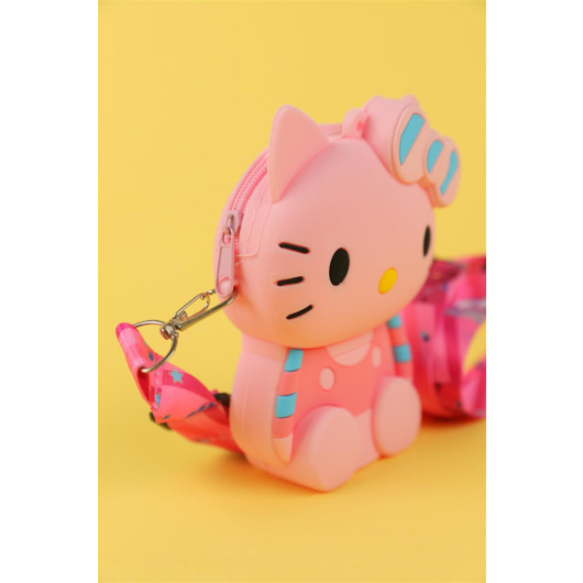 Girl Child Pink Color Hello Kitty Model Silicone Wallet Bag