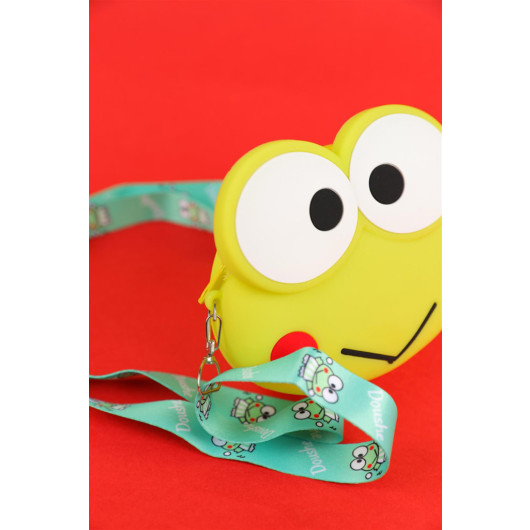 Girl Child Green Color Frog Model Silicone Wallet Bag