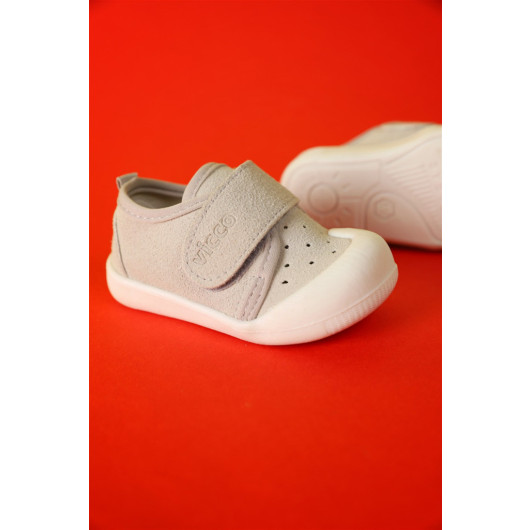 حذاء خطوات المشي الأولى للأطفال مناسب للجنسين لون رمادي