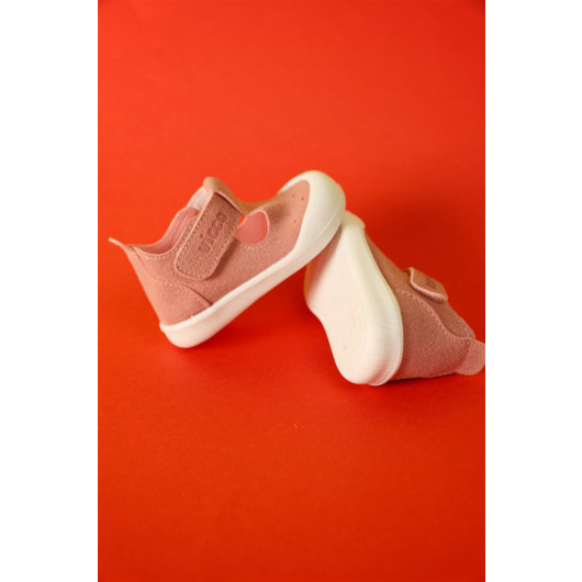 حذاء خطوات المشي الأولى للبنات حديثي الولادة لون وردي