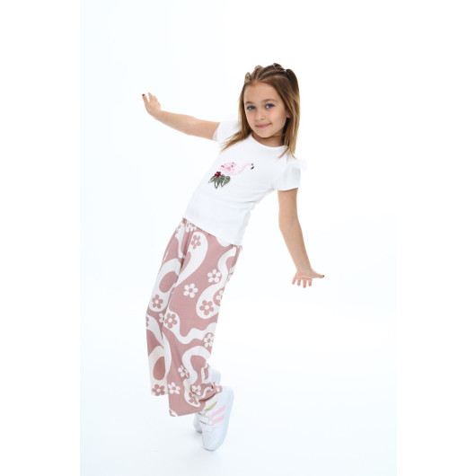 Girls Two-Piece Set With Patterned Pants