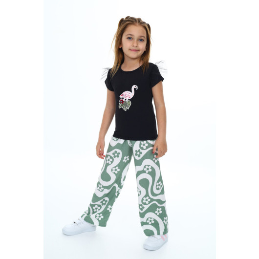 Girls Two-Piece Set With Patterned Pants