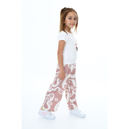 Girls Two-Piece Set With Patterned Pants