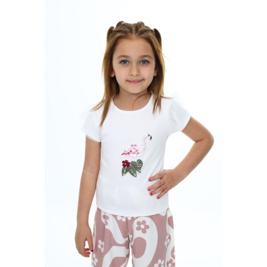 Girls Two-Piece Set With Patterned Pants