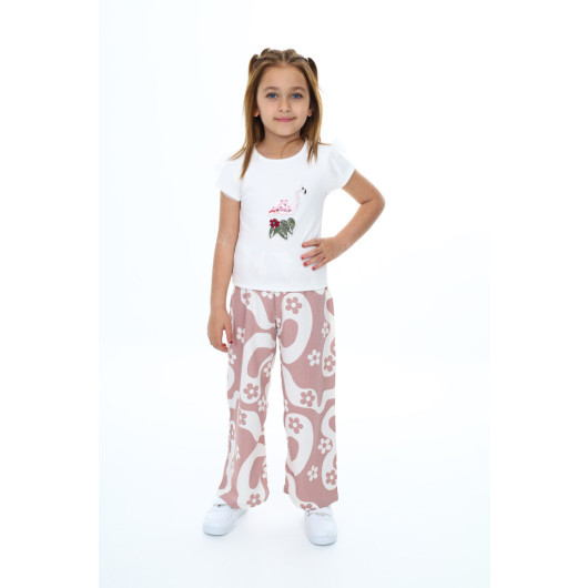 Girls Two-Piece Set With Patterned Pants