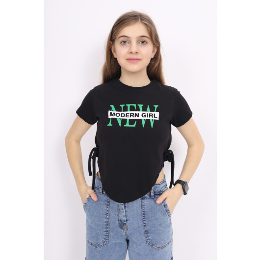 Girl's Lace-Up Crop T-Shirt 9-14 Years