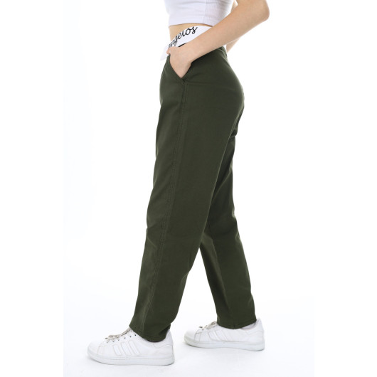 Girls' Waist Embroidered Gabardine Trousers 9-14 Years