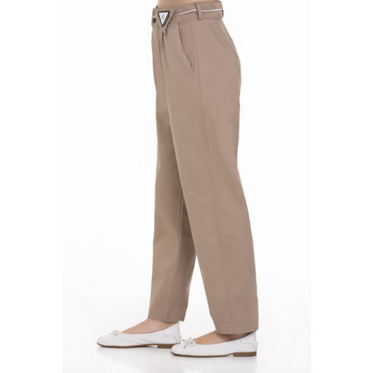 Girls' Adjustable Waist Gabardine Trousers 9-14 Years
