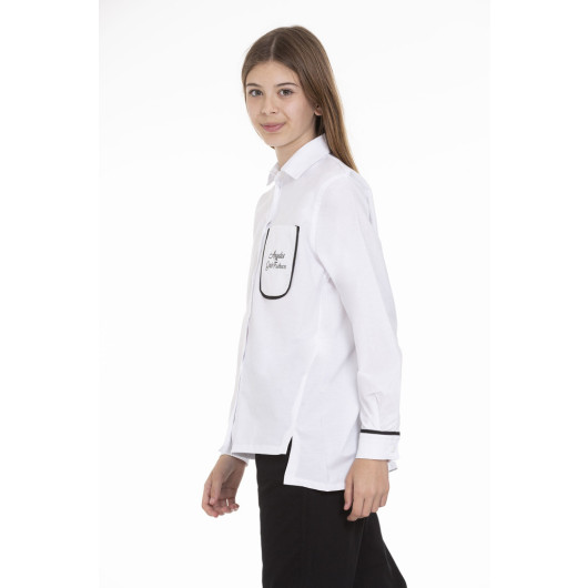 Girl's Pocket And Cuff Contoured Shirt 9-14 Years