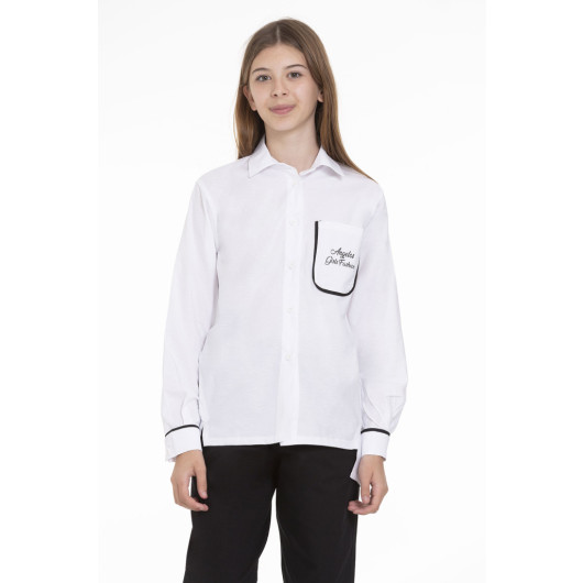Girl's Pocket And Cuff Contoured Shirt 9-14 Years