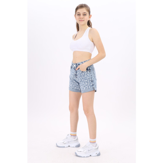 Girl's Letter Printed Denim Shorts 8-14 Years