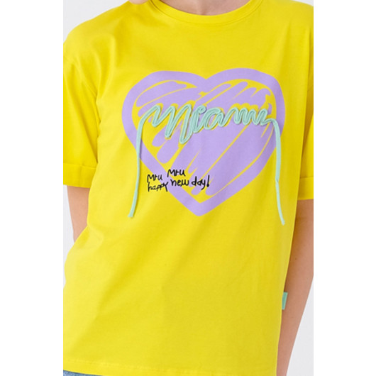 Girl's Heart Printed T-Shirt 8-14 Years