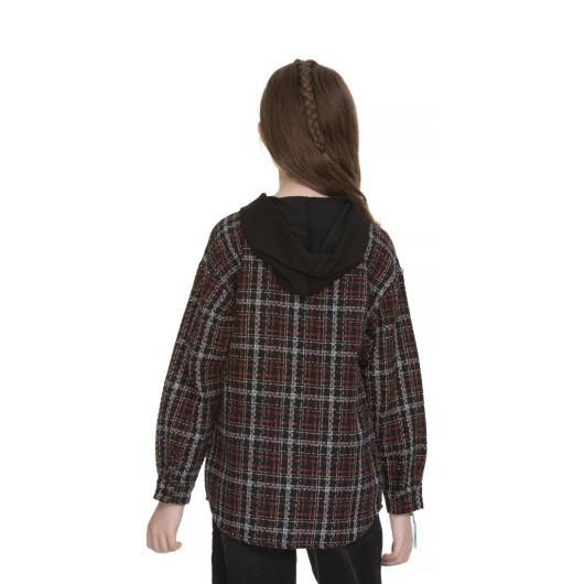 Girl's Hooded Shirt With Pocket 9-14 Ages