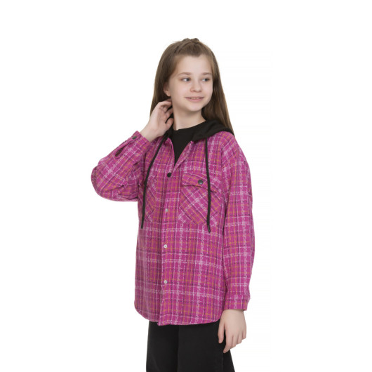 Girl's Hooded Shirt With Pocket 9-14 Ages
