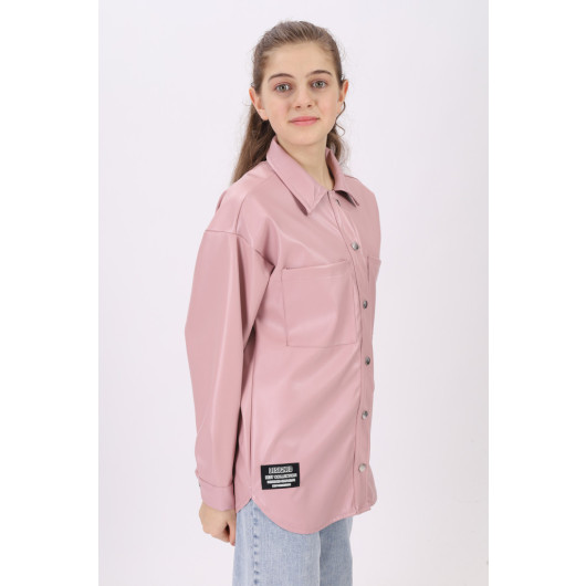 Girl Pink Leather Shirt 9-14 Years