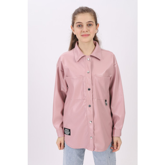 Girl Pink Leather Shirt 9-14 Years