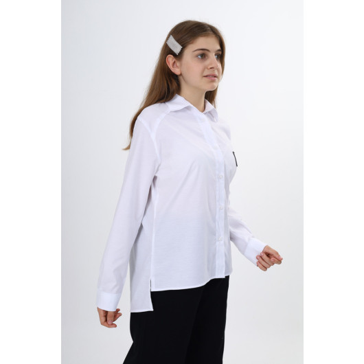Girl's Comfy Cut Cuffed And Paneled Shirt 9-14 Years