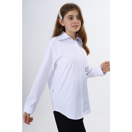 Girl's Casual Fit Single Pocket Shirt 9-14 Ages