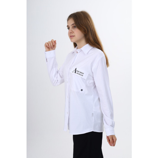 Girl's Casual Fit Single Pocket Shirt 9-14 Ages