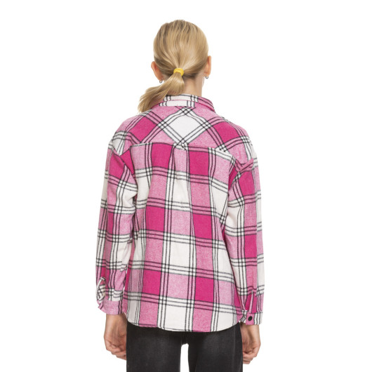 Girl's Back Pleated Plaid Shirt 9-14 Years Lx170