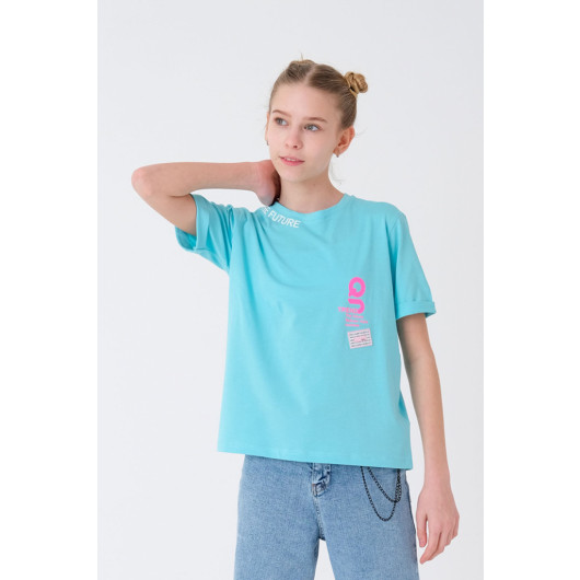 Girl Child Collar Printed T-Shirt 8-14 Ages
