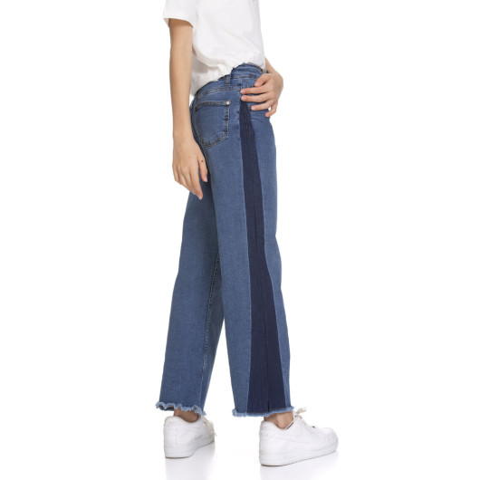 Girl's Vertical Side Garni Jeans Jeans 9-14 Ages