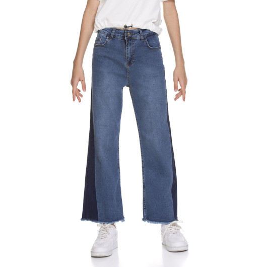 Girl's Vertical Side Garni Jeans Jeans 9-14 Ages