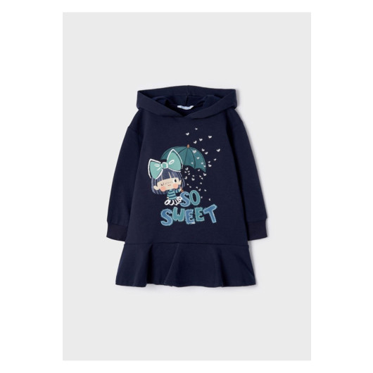 Girl's Hooded Combed Cotton Dress