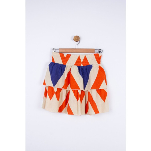 Girls' Skirt With Cream Zigzag Pattern