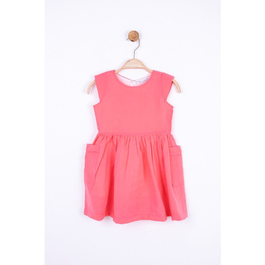 Girls' Dress With Side Pockets And Sleeveless