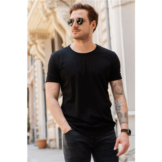 4-Pack Black And White Men's Cotton Oval Cut T-Shirt