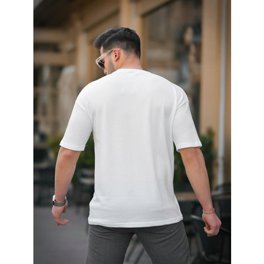 Pocket Detailed Oversized Knitted T-Shirt - White
