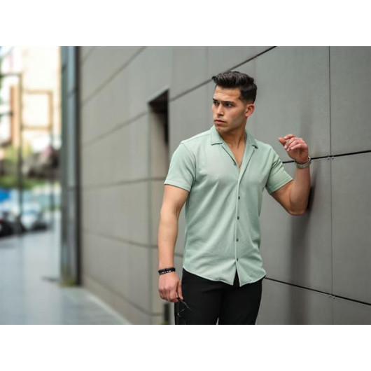 Textured Short Sleeve Fit Shirt - Green