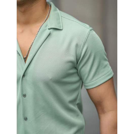 Textured Short Sleeve Fit Shirt - Green