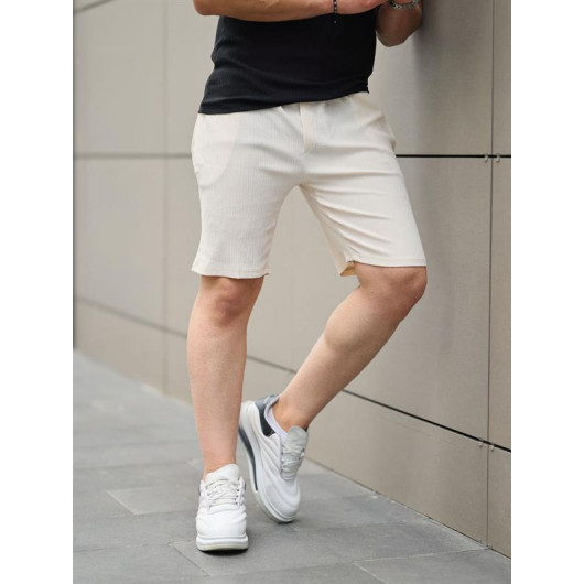 Corded Basic Shorts - Ecru