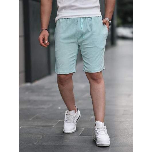 Ribbed Basic Shorts - Aqua Green