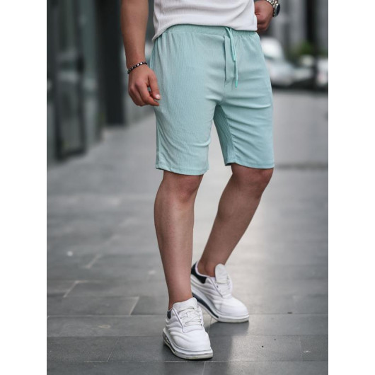 Ribbed Basic Shorts - Aqua Green