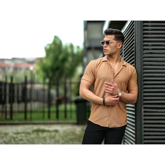 Ribbed Fit Shirt - Beige