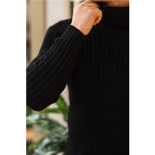 Nopenli Roving Knitted Fisherman Sweater - Black