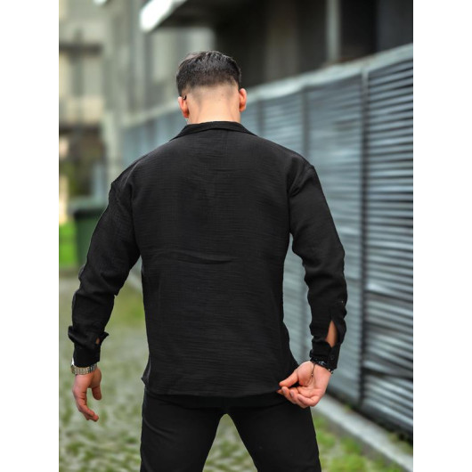 Oversize Muslin Shirt - Black