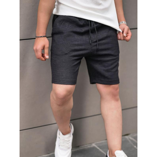 Premium Patterned Knit Shorts - Black