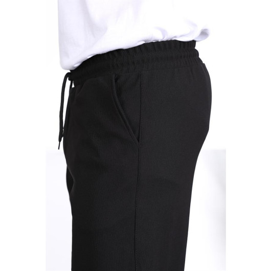 Premium Textured Double Leg Fit Trousers - Black